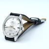 1960s Technos Mid-Size Steel Manual Wind On Leather Strap With Original Signed Buckle – Silver Sunburst Dial