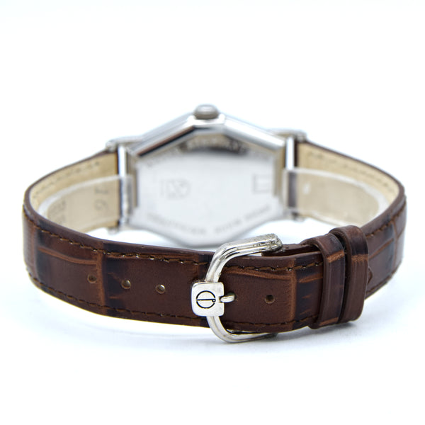 1990s Alfred Dunhill 114 'Octagonal' swiss Mechanical Wristwatch with silvered Dial on leather + Buckle