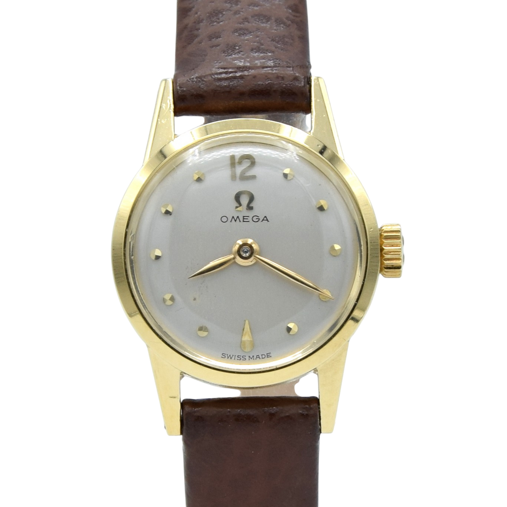 1954 Omega Petite & classic ladies dress watch in solid 18ct Gold with Omega box + buckle