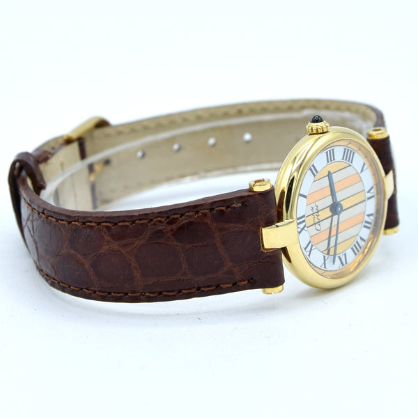 1990s Ladies Cartier 'Must de' Vendôme Trinity Roman chapter Dial in Vermeil 925 Silver Gilt