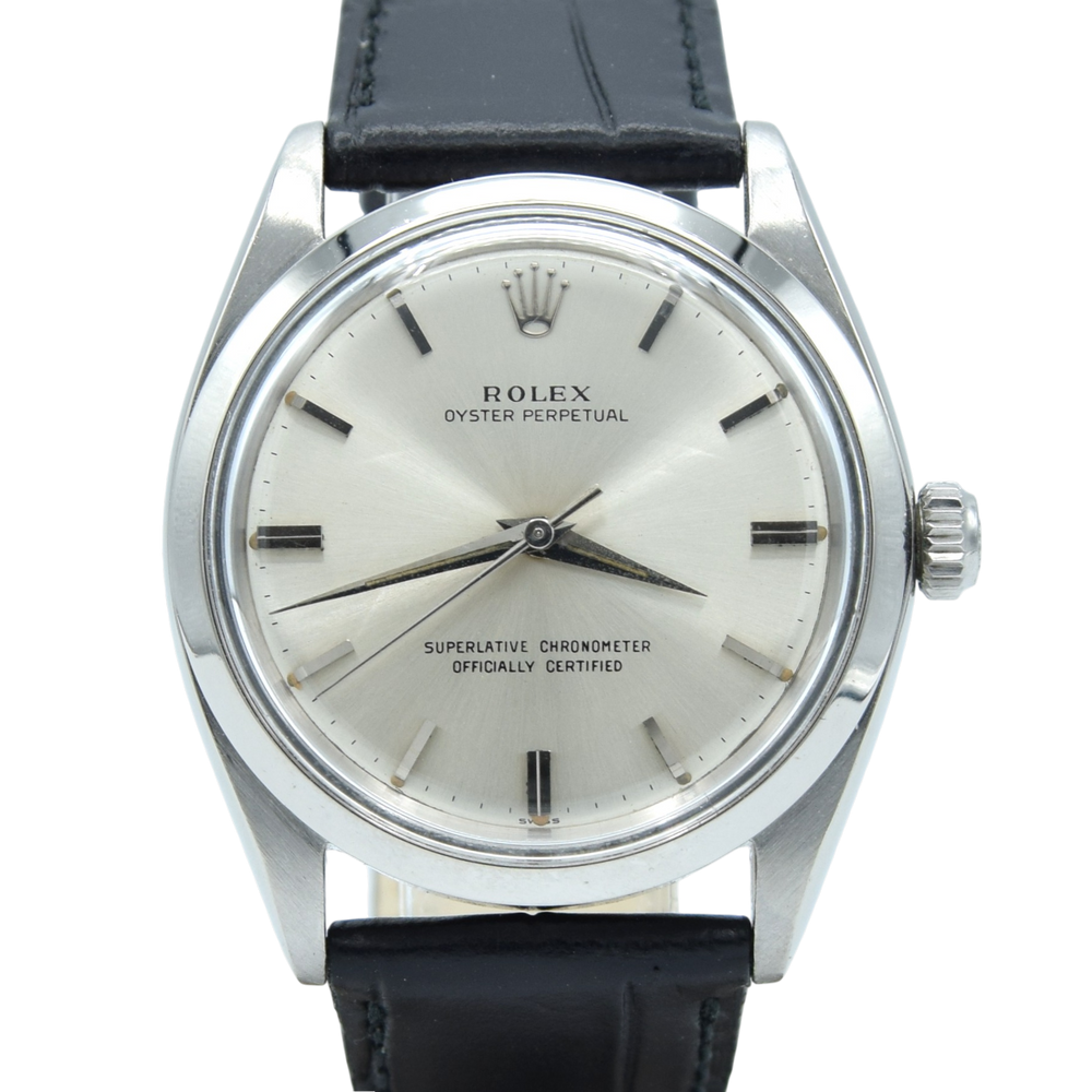 1963 Rolex Oyster Perpetual chronometer certified Model 1002 with satin silvered Dial in Stainless Steel