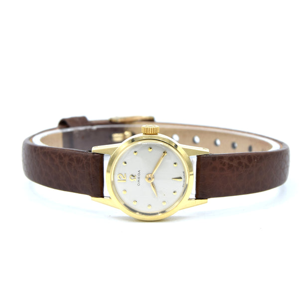1954 Omega Petite & classic ladies dress watch in solid 18ct Gold with Omega box + buckle