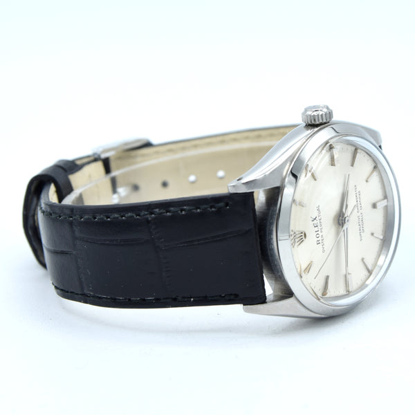 1963 Rolex Oyster Perpetual chronometer certified Model 1002 with satin silvered Dial in Stainless Steel