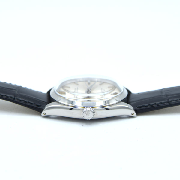 1963 Rolex Oyster Perpetual chronometer certified Model 1002 with satin silvered Dial in Stainless Steel