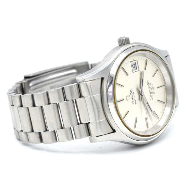 1975 Omega Large Seamaster Cosmic 2000 Automatic Date Model 166.128 with Silvered Dial on Bracelet