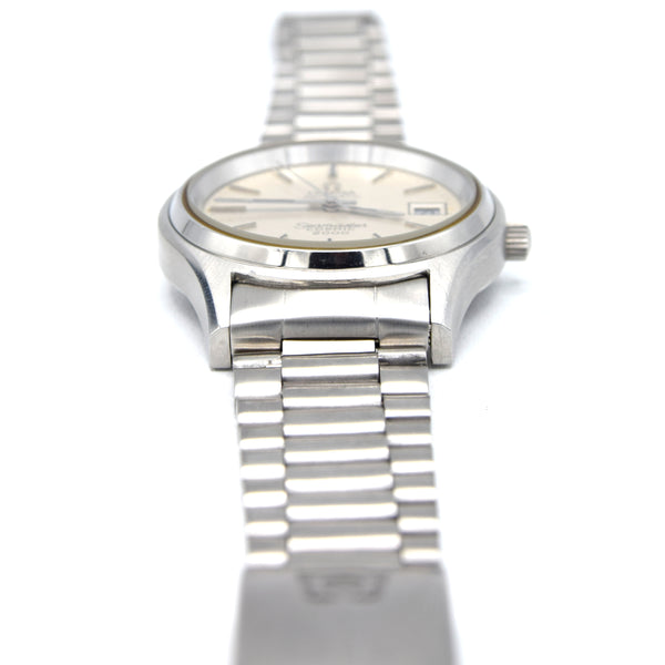 1975 Omega Large Seamaster Cosmic 2000 Automatic Date Model 166.128 with Silvered Dial on Bracelet