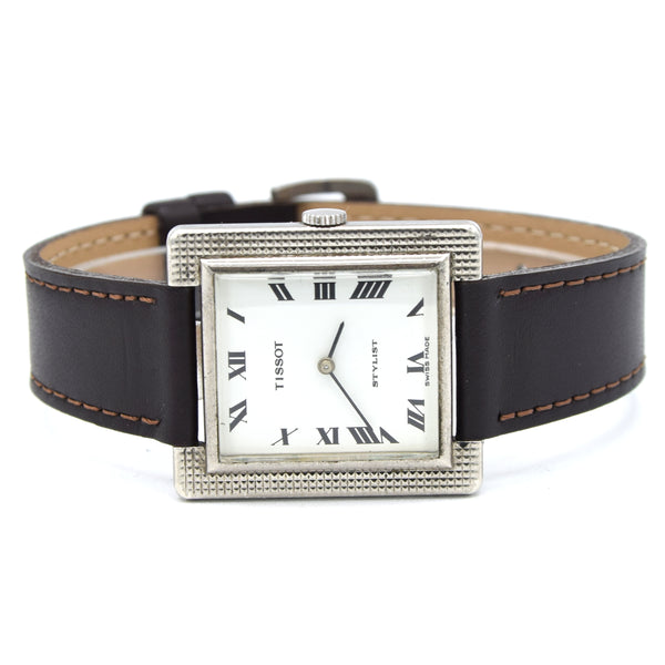 1967 Tissot Stylist Tank Swiss Hand-Wound Mechanical Watch – Roman Dial, Hobnail Case, Box & Signed Buckle