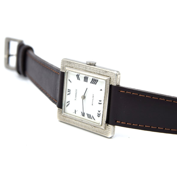 1967 Tissot Stylist Tank Swiss Hand-Wound Mechanical Watch – Roman Dial, Hobnail Case, Box & Signed Buckle