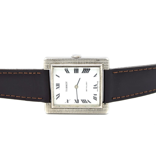 1967 Tissot Stylist Tank Swiss Hand-Wound Mechanical Watch – Roman Dial, Hobnail Case, Box & Signed Buckle