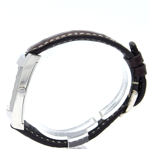 1990s Alfred Dunhill 'Facet' swiss quartz Date Wristwatch with White Roman Dial on leather + Buckle