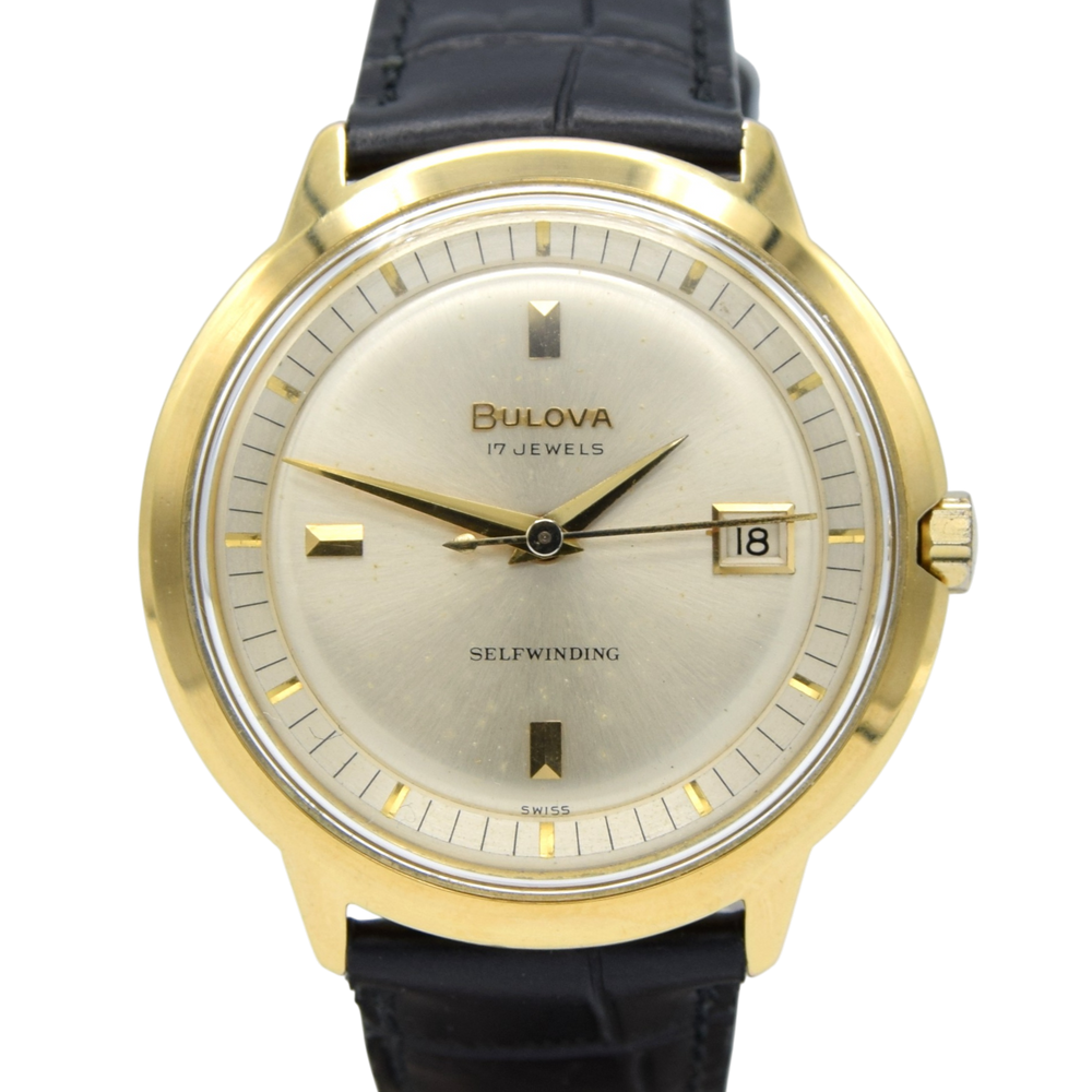 1962 Bulova Swiss “Selfwinding” Automatic Date – Gold-Plated 36mm Two-Level Dial classic Vintage Watch
