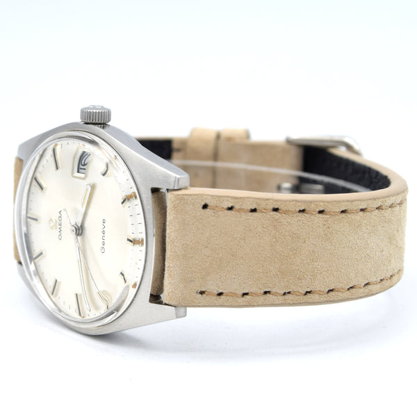 1969 Omega Geneve Date Model 136.041 Manual Wind with onyx style markers sharp & sleek