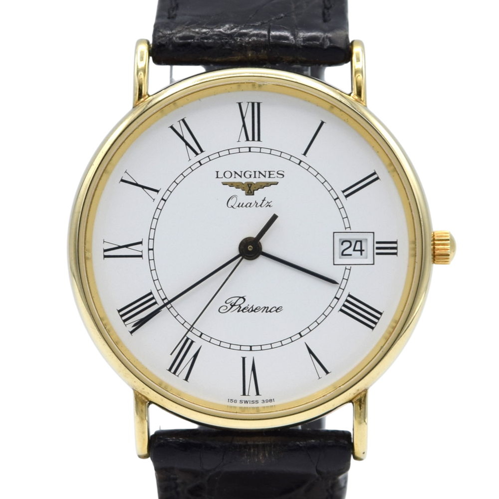 2101 Longines "Presence" Solid 9ct Gold slim classic Dress Watch - Full set + buckle + sticker