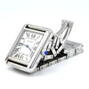 2010 Cartier Tank Solo 3170 Stainless Steel Quartz unisex Watch on Bracelet – White Roman Dial, Blue Hands, Cabochon Crown