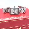 2010 Cartier Tank Solo 3170 Stainless Steel Quartz unisex Watch on Bracelet – White Roman Dial, Blue Hands, Cabochon Crown