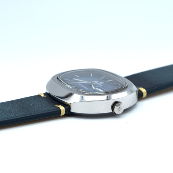 1970s Radical Kilimandjaro Blue 'Holographic 3D dial' Day Date automatic watch in Stainless Steel NOS