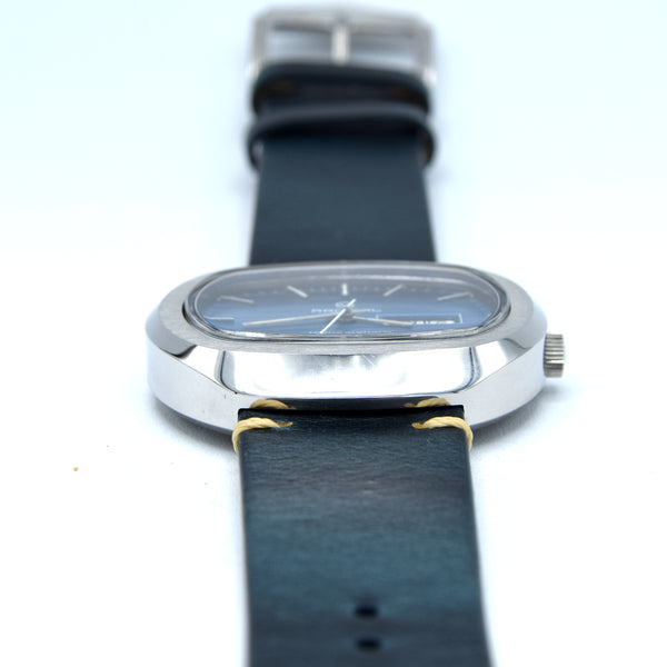 1970s Radical Kilimandjaro Blue 'Holographic 3D dial' Day Date automatic watch in Stainless Steel NOS