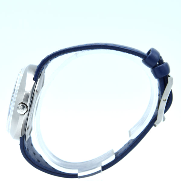 1969 Omega Geneve Dynamic Model 166.079 Automatic Day Date with Two Tone Silver and Blue Bullseye Dial