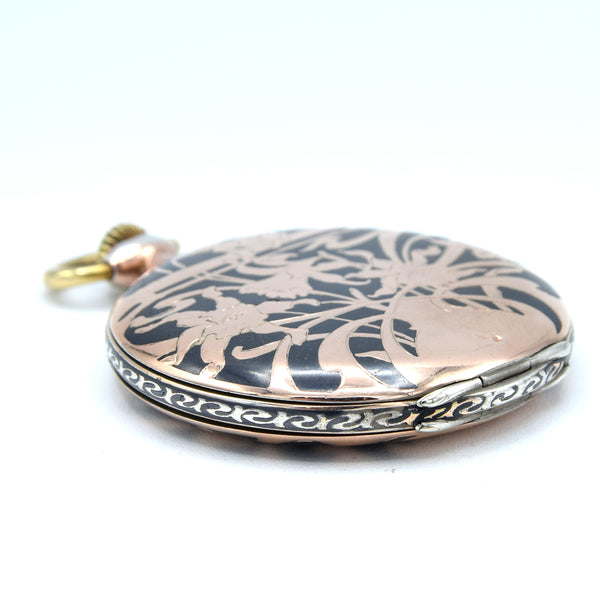 1910 Omega Full Hunter Pocket Watch – Niello Silver & Gold Case, Grand Prix Paris 1900 Medals