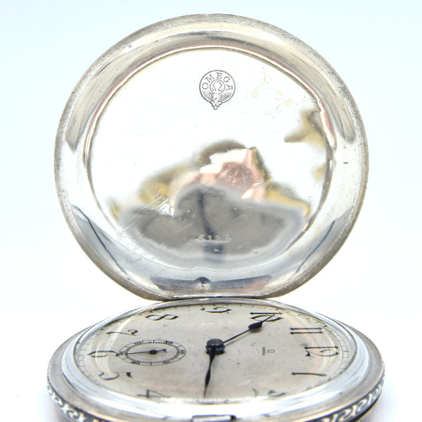 1910 Omega Full Hunter Pocket Watch – Niello Silver & Gold Case, Grand Prix Paris 1900 Medals
