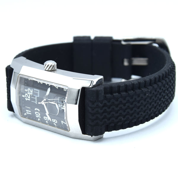 1990s Alfred Dunhill 'Facet' Dunhillion 8014 swiss quartz Date Wristwatch with black Arabic dial on Rubber