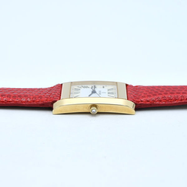 1990s Concord Tank Style Solid 14k Gold Swiss unisex Wristwatch – Unused Condition – Cartier Inspired Dress Watch