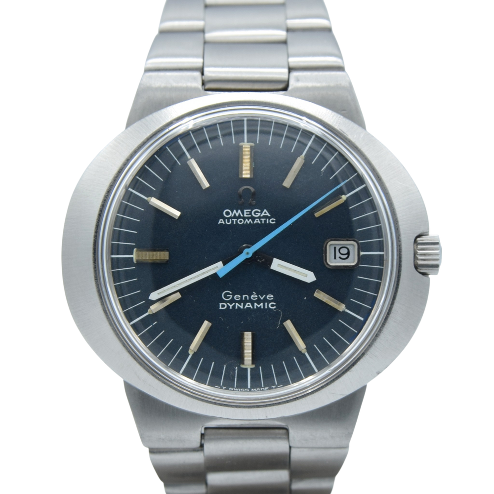 1969 Omega Geneve dynamic with Gorgeous matte dusted blue Dial - unpolished Model 166.039 in steel