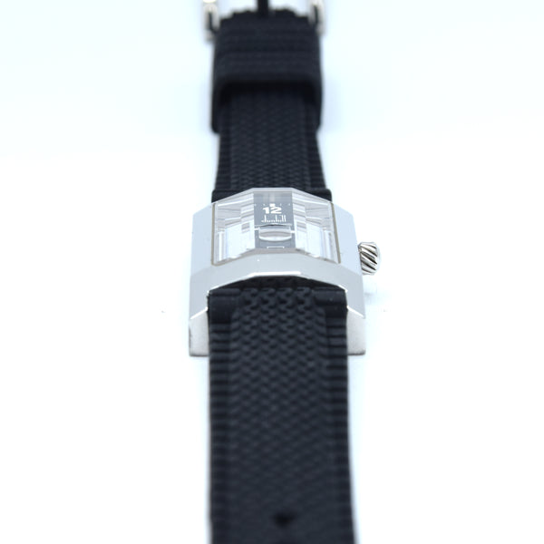 1990s Alfred Dunhill 'Facet' Dunhillion 8014 swiss quartz Date Wristwatch with black Arabic dial on Rubber