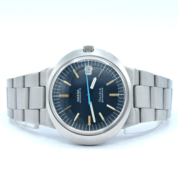 1969 Omega Geneve dynamic with Gorgeous matte dusted blue Dial - unpolished Model 166.039 in steel