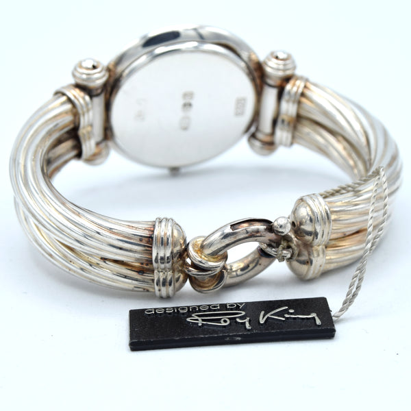1992 - 1993 Rare Designer RoyKing large bangle watch 925 Sterling silver London hallmark + Box papers & Tag
