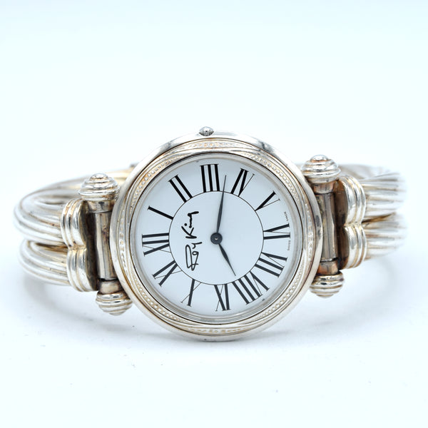 1992 - 1993 Rare Designer RoyKing large bangle watch 925 Sterling silver London hallmark + Box papers & Tag