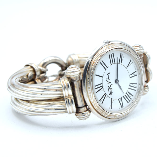 1992 - 1993 Rare Designer RoyKing large bangle watch 925 Sterling silver London hallmark + Box papers & Tag