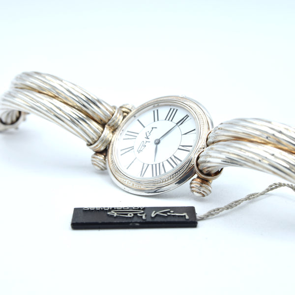 1992 - 1993 Rare Designer RoyKing large bangle watch 925 Sterling silver London hallmark + Box papers & Tag