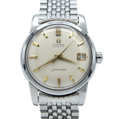 1958 Omega Seamaster sharp Automatic Date Wristwatch Model 2849 with Original Off-White Dial on  BOR Bracelet