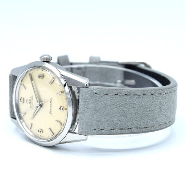 1961 Omega Seamaster Automatic Wristwatch Model 14700 with Original Off-White Explorer Dial in Steel