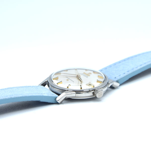 1963 Omega Sharp Constellation Date 168.005 Automatic Chronometer onyx batons - steel + Dog Leg Lugs