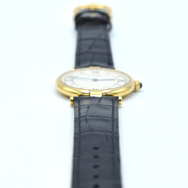 1987 Rarer Dial Unisex Cartier 30mm 'Must de' Vendôme in 925 Sterling Silver Gilt Vermeil Case