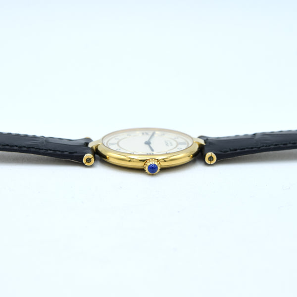 1987 Rarer Dial Unisex Cartier 30mm 'Must de' Vendôme in 925 Sterling Silver Gilt Vermeil Case