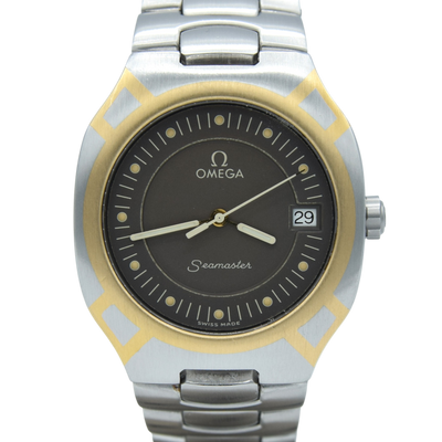1988 Omega Seamaster Polaris 396.1022 18k Gold & Steel Date 31MM Unisex midsize Quartz Watch