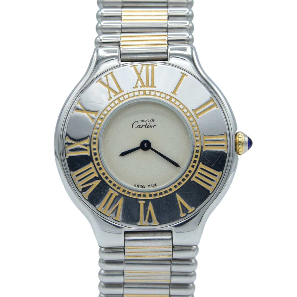 Must De Cartier '21' ladies Quartz 31mm Wristwatch in Gold and Steel on Bracelet  Circa 1990