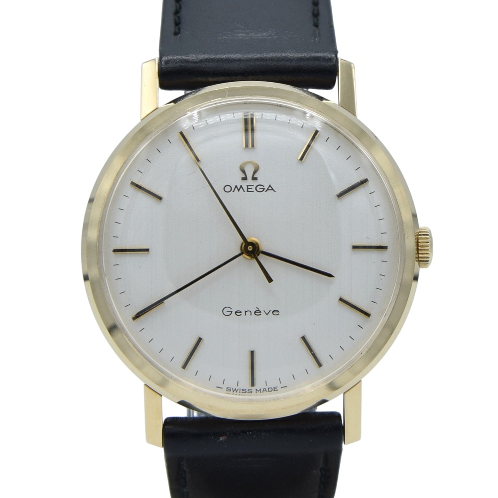1962 Omega 'As New' Geneve Watch 9ct Gold English Case Model 1315016 Buckle + Box