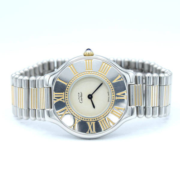 Must De Cartier '21' ladies Quartz 31mm Wristwatch in Gold and Steel on Bracelet  Circa 1990