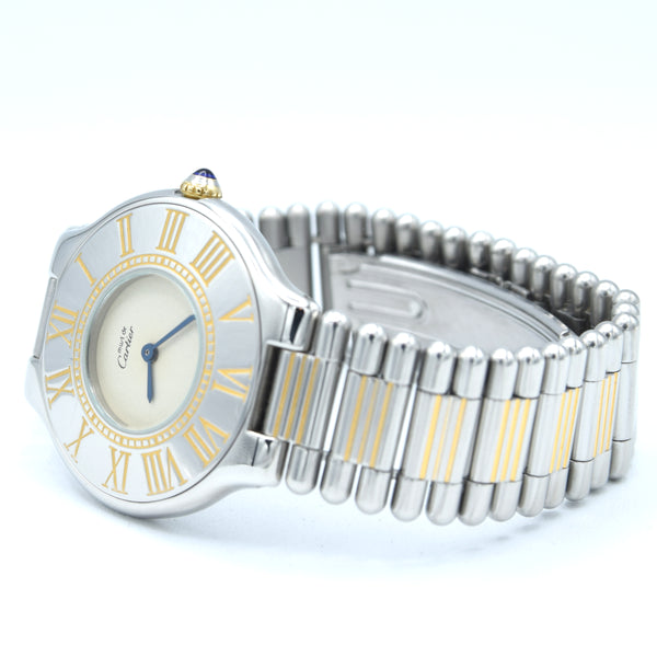 Must De Cartier '21' ladies Quartz 31mm Wristwatch in Gold and Steel on Bracelet  Circa 1990