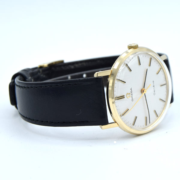 1962 Omega 'As New' Geneve Watch 9ct Gold English Case Model 1315016 Buckle + Box