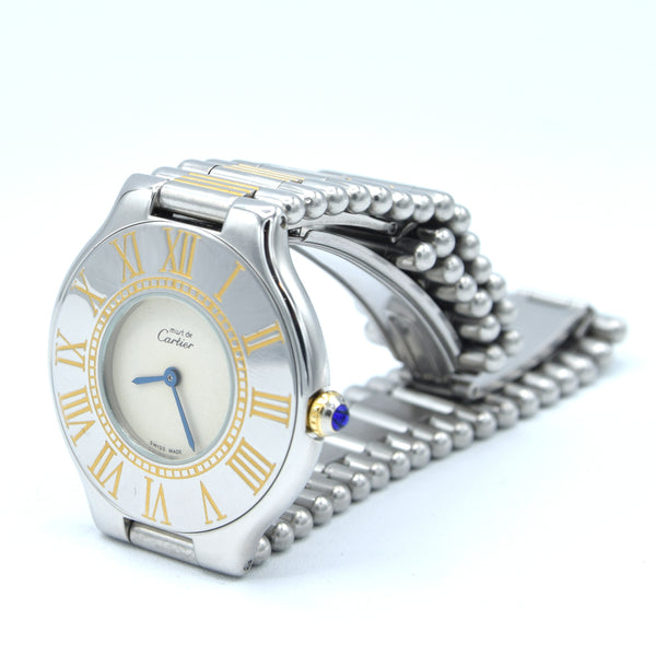 Must De Cartier '21' ladies Quartz 31mm Wristwatch in Gold and Steel on Bracelet  Circa 1990