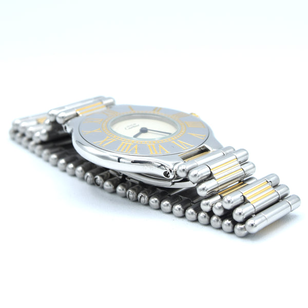 Must De Cartier '21' ladies Quartz 31mm Wristwatch in Gold and Steel on Bracelet  Circa 1990