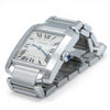2000s Cartier Tank Française 2301 Stainless Steel Swiss Quartz Mid-Size Watch on Bracelet – White Roman Dial, Blue Hands, Cabochon Crown