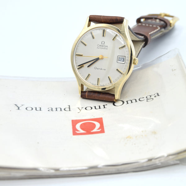 1975 / 1976  Rare Omega Geneve box set - automatic Dress Watch in Solid 9ct Gold English Case Model 1625422