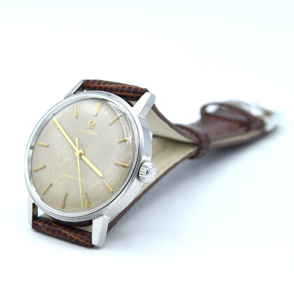 1966 Omega Seamaster with stunning Brown Linen Patina Dial in Stainless Steel Model 135.011