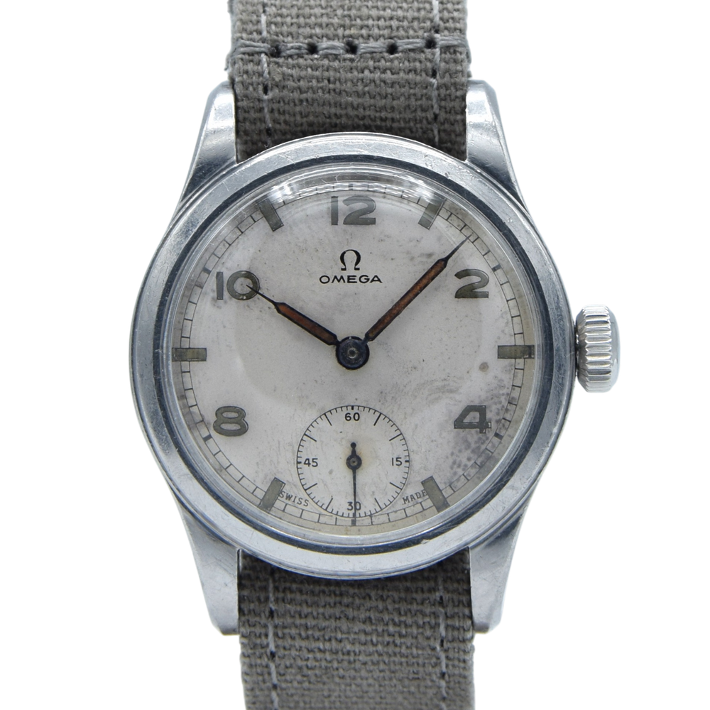 1943 Omega “Civil Service India” WW2 Mid-Size Steel Watch – Original Arabic Dial, Sub-Seconds, Cal. 26.5 T3 (CS/I Issue)